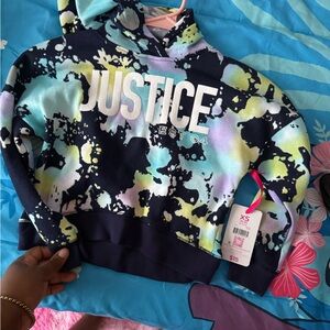 Justice Kids' Tie-Dye Hoodie in Blue and Pastel